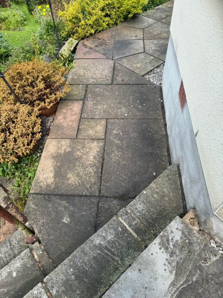 Sandstone Patio Before Cleaning Over Kellet
